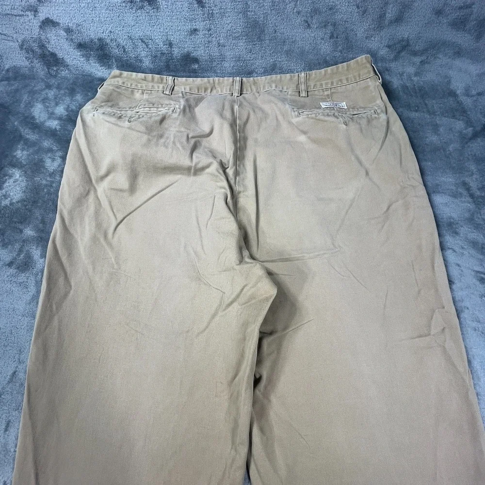VTG Polo Ralph Lauren Pants Mens 38X28 Andrew Straight Chino Pleated‎ Faded READ